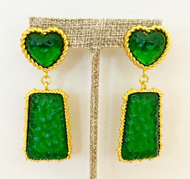 Designer statement pierced dangling earrings.