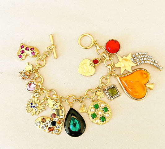 Couture style chunky charm bracelet.