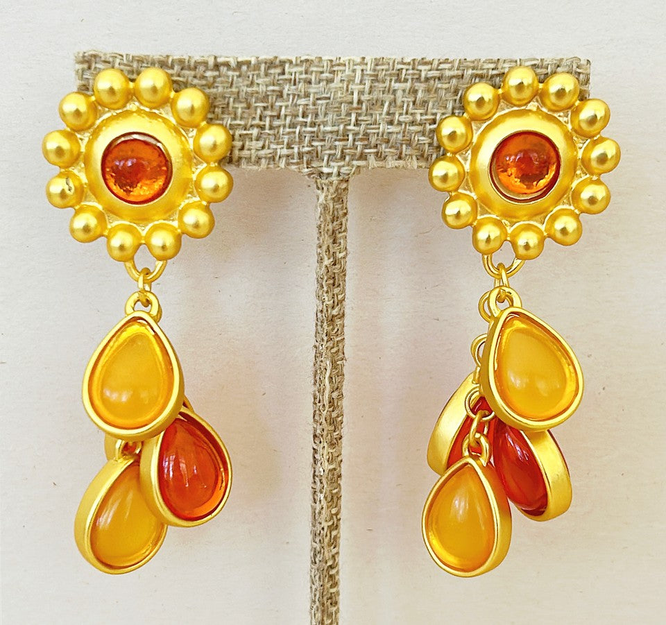 Everyday - Beautiful pair of citrine colored style pierced earrings.