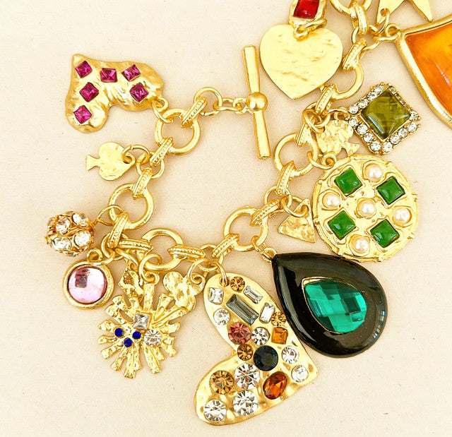 Couture style chunky charm bracelet.