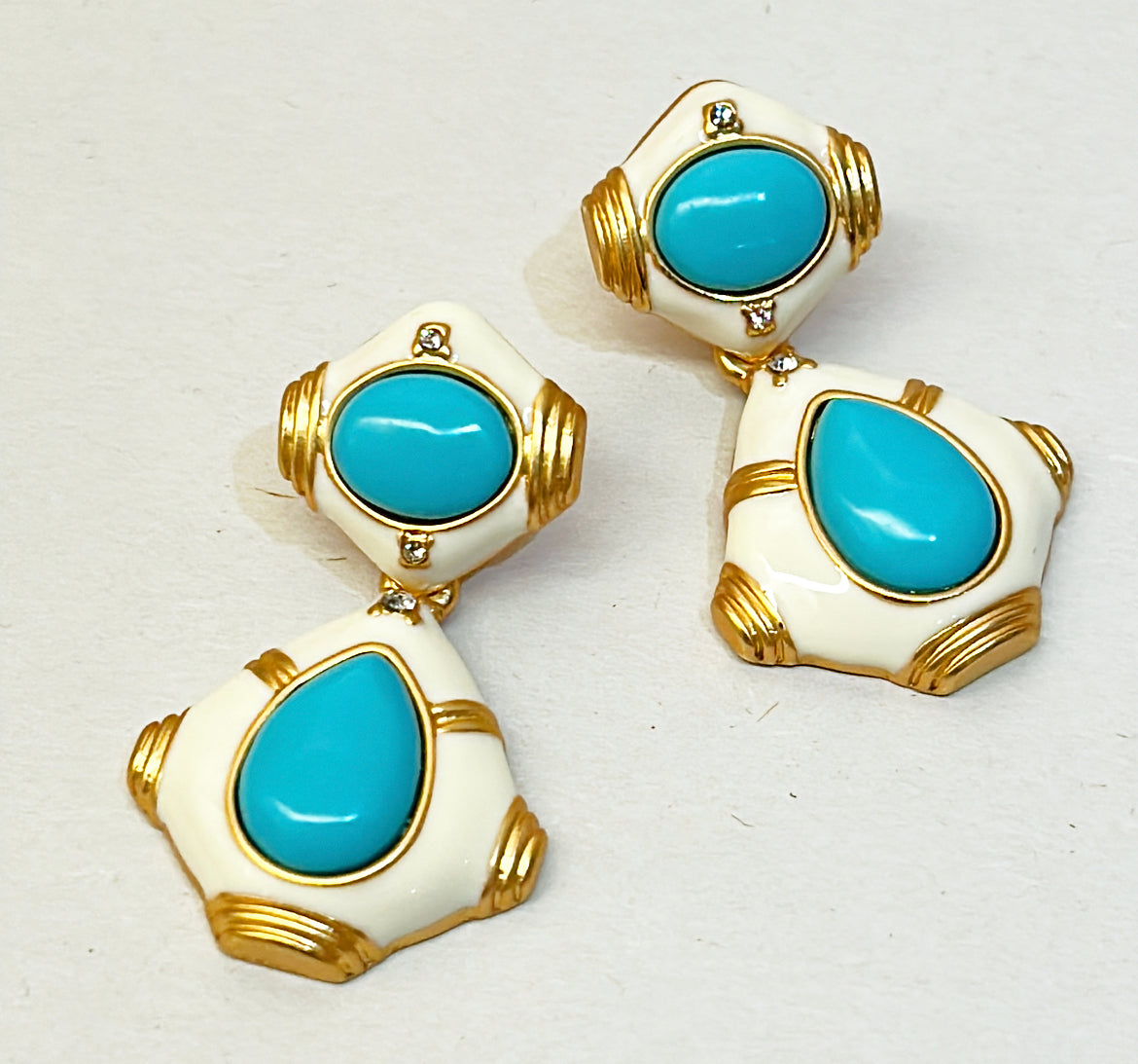 Classic faux turquoise pierced earrings