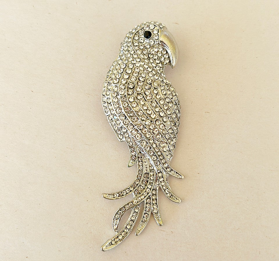 Large statement vintage parrot bird brooch