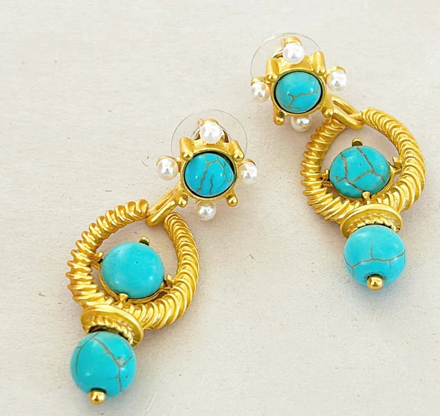 Everyday - Beautiful faux turquoise pierced earrings.