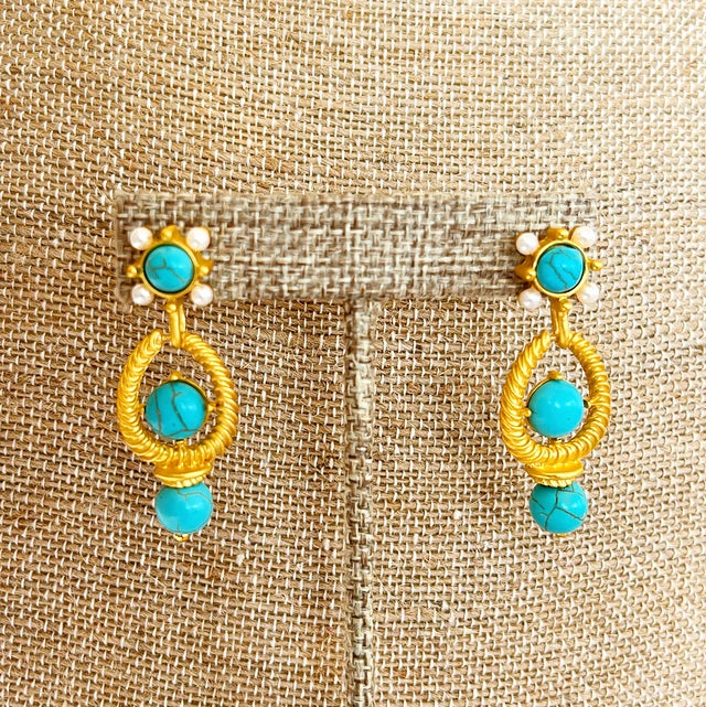 Everyday - Beautiful faux turquoise pierced earrings.